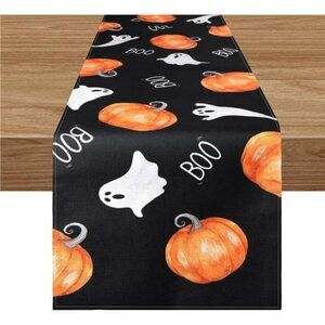 Halloween table runner ghost pumpkin black holiday party dining room decor 72 in
